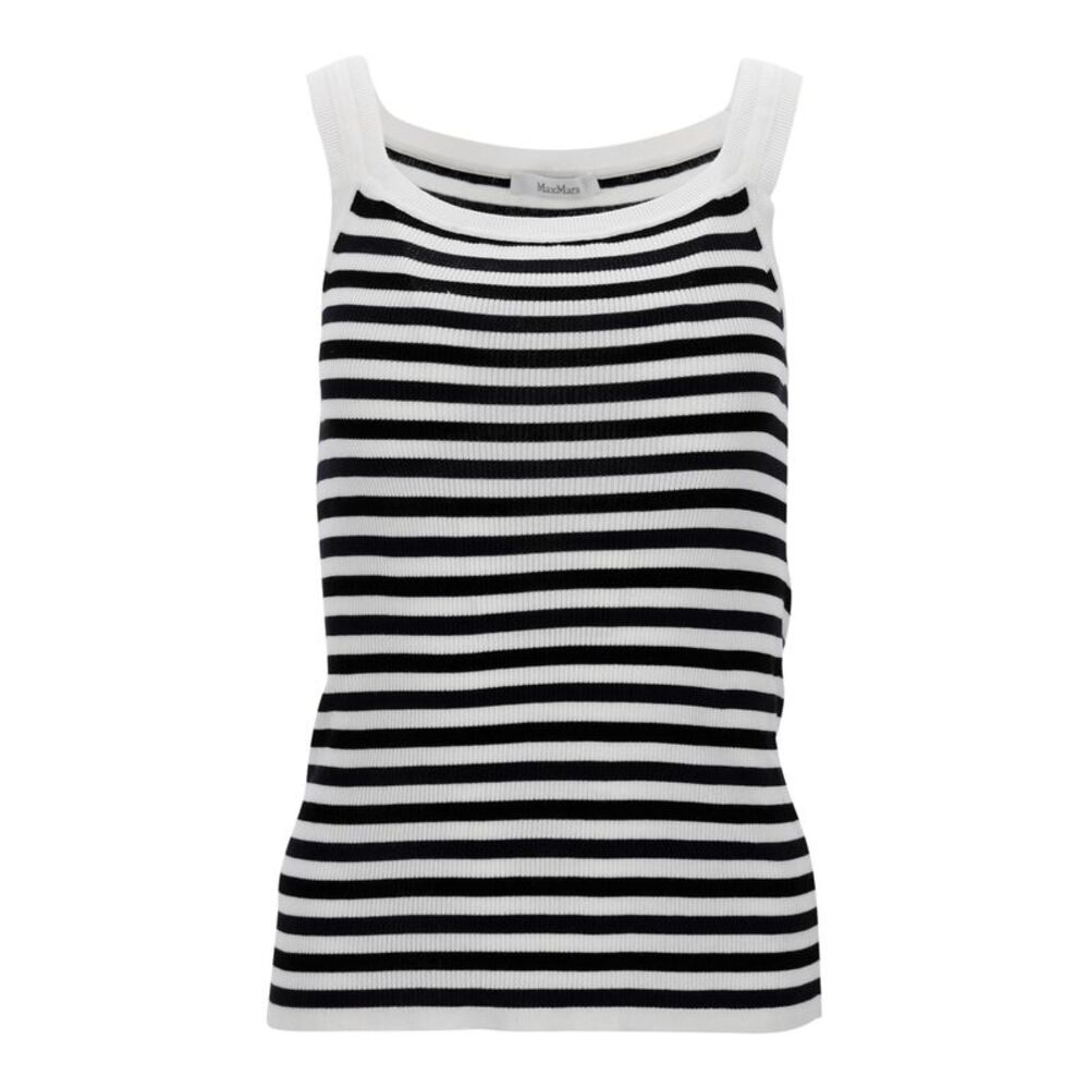 Max Mara Striped Tank Top in Black and White Cotton